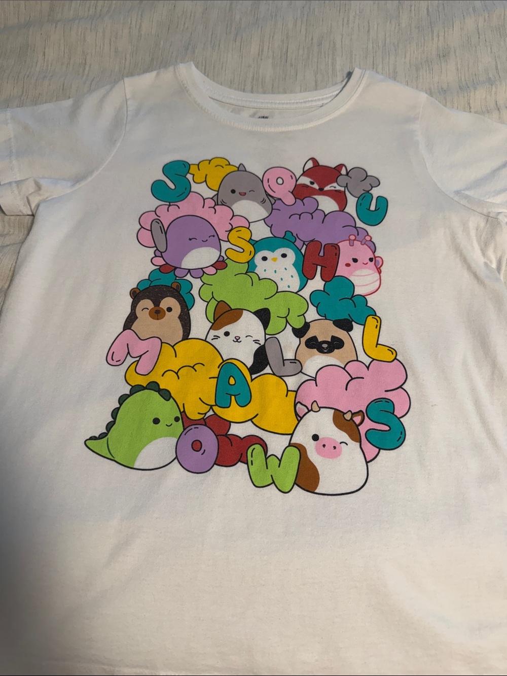 Squishmallows White with Black Logo Printed Tag